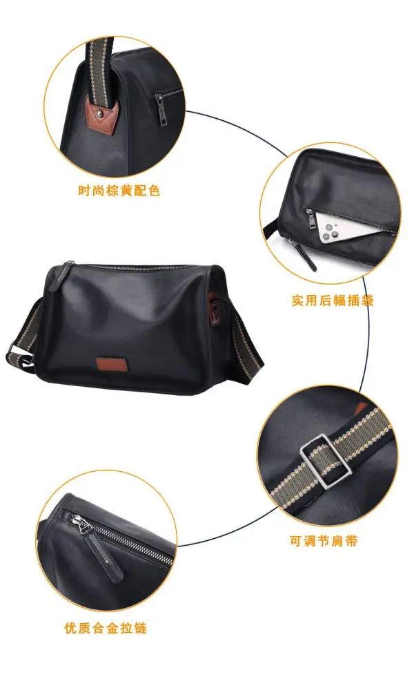 Men's Shoulder Bag Genuine Leather Men's Bag Fashion Casual Crossbody Bag - Image 8