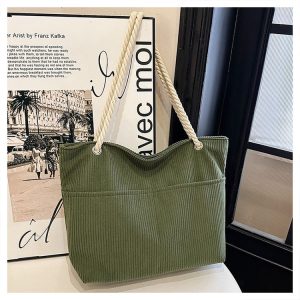 Japanese Striped Casual Tote Bag for Women