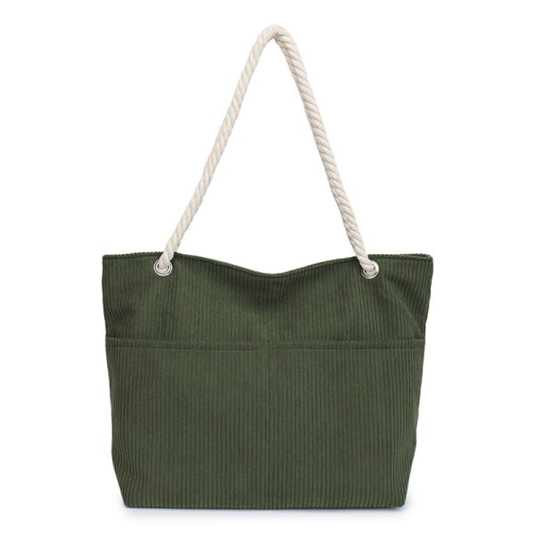Japanese Striped Casual Tote Bag for Women - Image 3