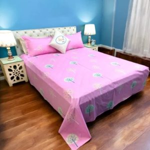 Cotton Double Bed Sheet with Pillow Covers – Multicolor