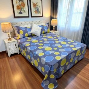 Premium Cotton Double Bed Sheet with Pillow Covers – Multicolor