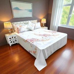 VRS Satin Print Double Bed Sheet with Pillow Covers
