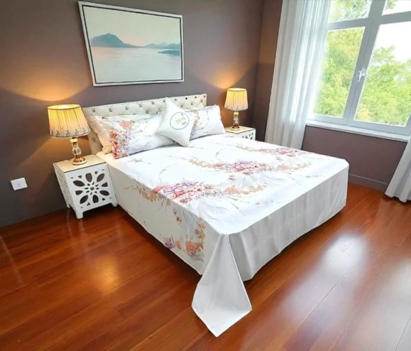 VRS Satin Print Double Bed Sheet with Pillow Covers