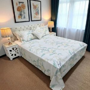 VRS Satin Print Double Bed Sheet with Pillow Covers